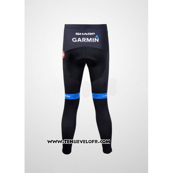 2012 Maillot Ciclismo Garmin Cervelo Blanc et Azur Manches Longues et Cuissard